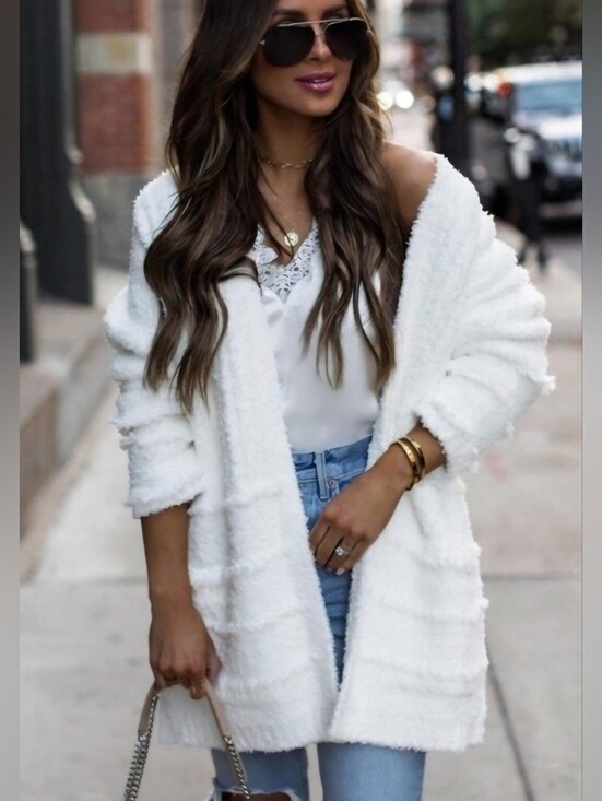 Barefoot Dreams Sweaters - ​Barefoot Dreams CozyChic Boardwalk Cardigan L Off White Coastal Quiet Luxury